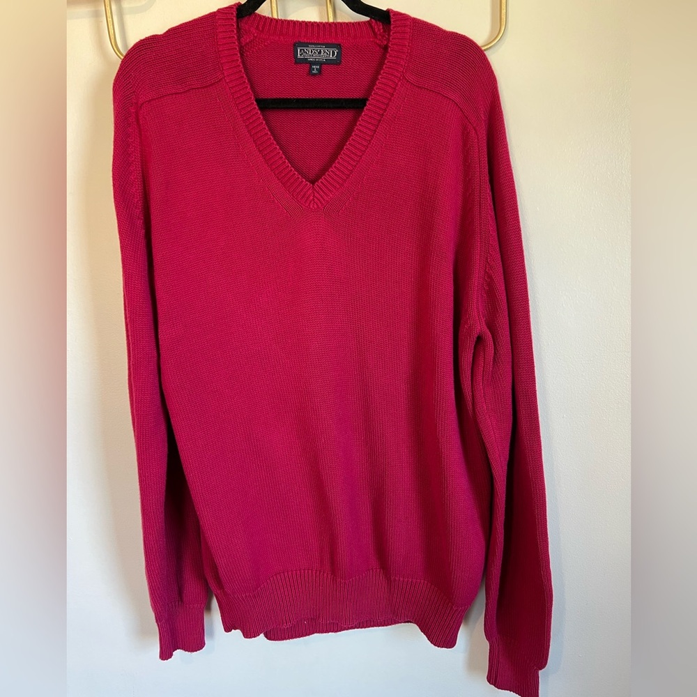 Lands’ End Mens Large Tall Pinkish Red Sweater